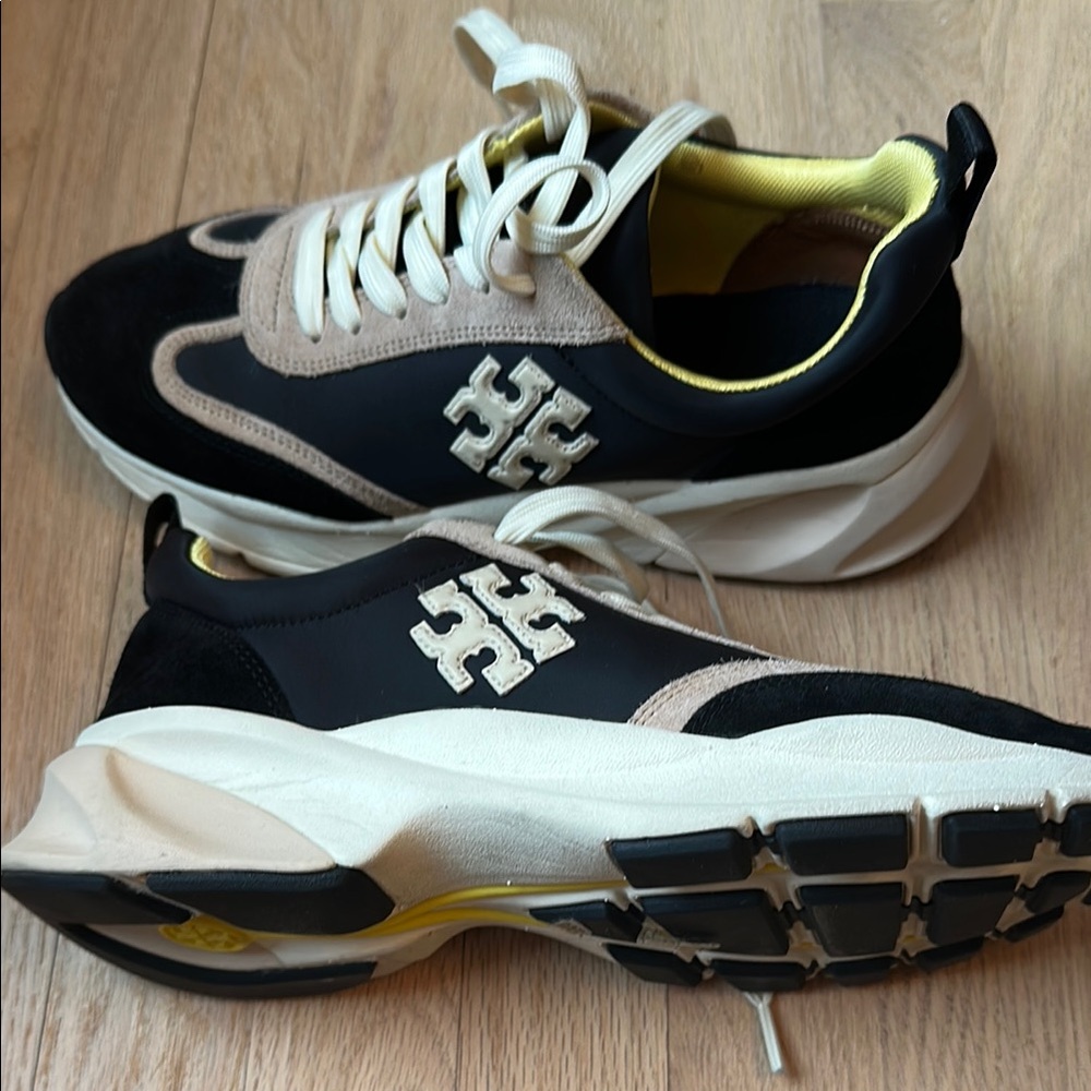 Tory Burch Black and Cream Sneakers